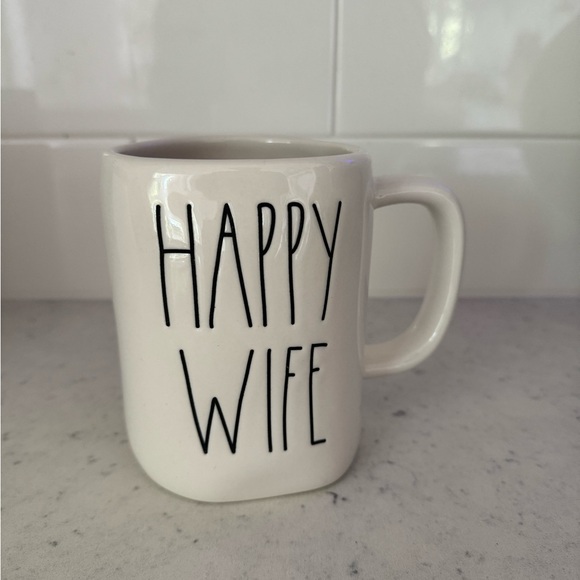 Rae Dunn Other - Rae Dunn HAPPY WIFE Cream ivory ceramic coffee tea mug cup 14 oz